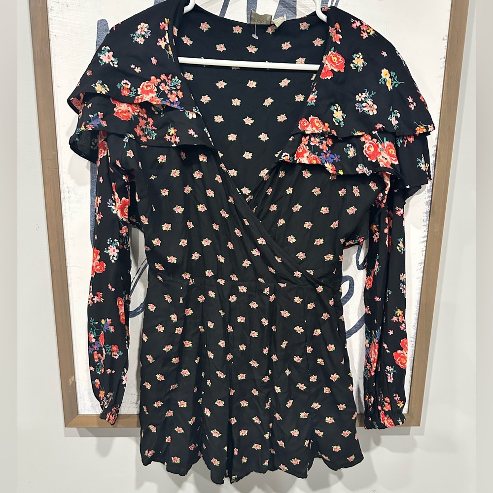 ASOS Floral exaggerated collar romper